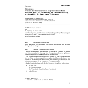 Abk. CH-Katar Doppelbesteuerung Steuern