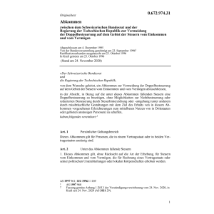 Abk.Schweiz-Tschechien Doppelbesteuerung