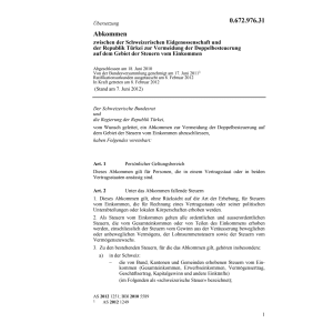Abk. CH-Türkei Doppelbesteuerung