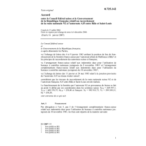 Acc. CH-F raccordement route nationale