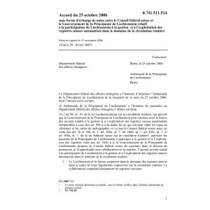 Acc. CH-FL domaine circulation routière