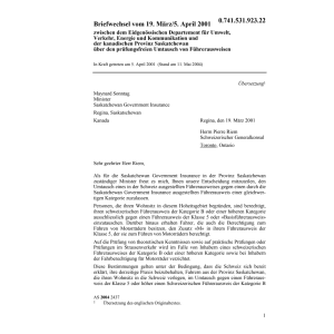 Briefwechsel CH-Sakatchewan Führerausw.