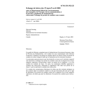 Echange lettres CH-Saskatechwan permis
