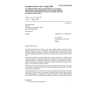 Scambio lettere CH-Prince Edward licenze