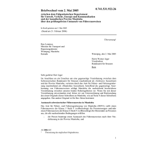 Briefwechsel Manitoba Führerausweisen
