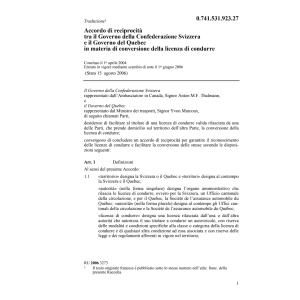 Acc. CH-Quebec licenza condurre