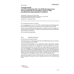 Zusatzprot. Beförderungsvertrag CMR
