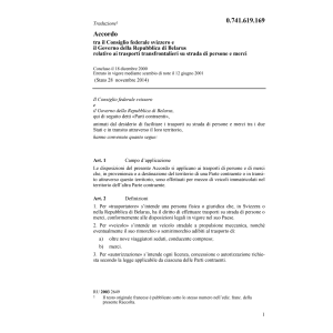 Acc. CH-Bielorussia trasporti strada