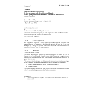 Acc. CH-Lituanie transports marchandises