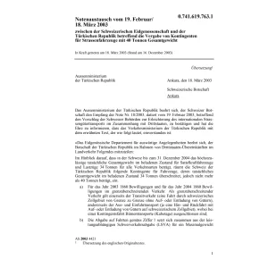 Notenaustausch CH-Türkei 40 Tonnen