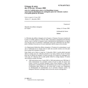 Echange de notes CH-Turque 40 tonnes