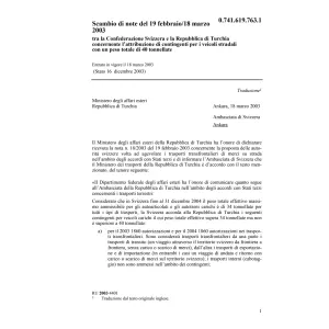 Scambio di note CH-Turchia 40 tonnellate