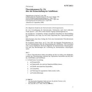 Übereinkommen (Nr. 23) über die Heimscha
