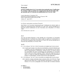 Modif.Conv.int. règles de connaissement
