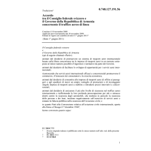 Acc. CH-Rep.Armenia traffico aereo linea