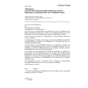 Abk. CH-Barbados Luftlinienverkehr