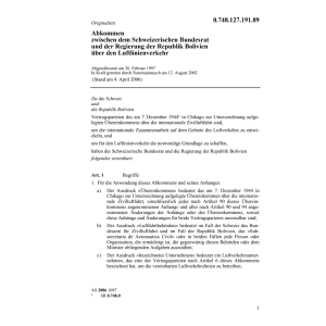 Abk. CH-Bolivien Luftlinienverkehr