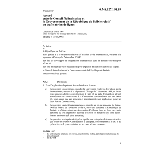 Acc.CH-Bolivie trafic aérien de lignes