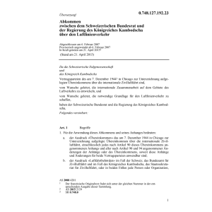 Abk. CH-Kambodscha Luftlinienverkehr