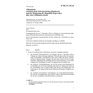 Abk.CH-Kapverden Luftlinienverkehr