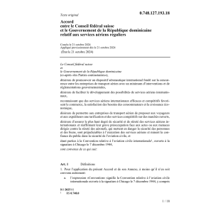 Acc.CH-Rép. dominicaine Trafic aérien