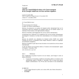 Acc.CH-Géorgie service aériens réguliers