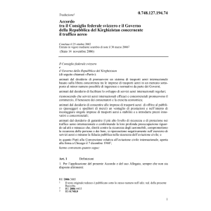 Acc. svizzero-Kirghizistan traffico aere
