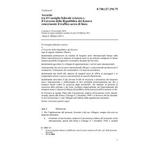 Acc. CH-Rep. Kosovo traffico aereo linea