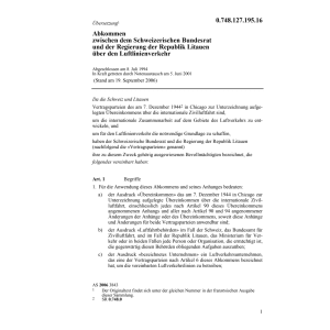 Abk. CH-Litauen Luftlinienverkehr
