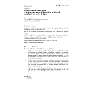 ACC CH-Rép Lituanie trafic aérien de lig