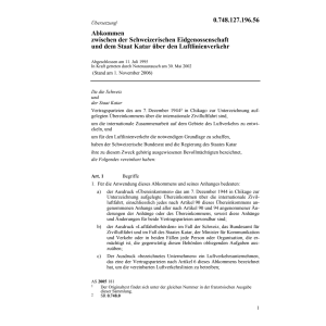 Abk.CH-Katar Luftlinienverkehr