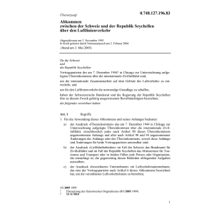 Abk.CH-Seychellen Luftlinienverkehr