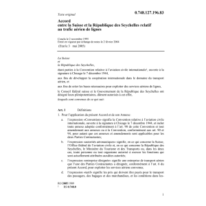 Acc.CH-Seychelles trafic aérien lignes
