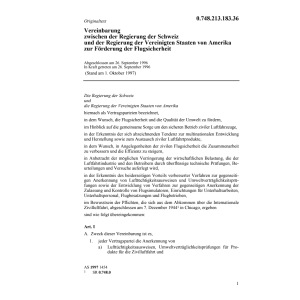 Vereinb. Schweiz Amerika/Flugsicherheit