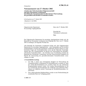 Notenaustausch CH-FL Fernmeldeverkehrs