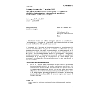 Echange notes CH-FL télécommunications