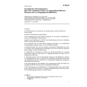 Europ. Übereink. Zugangskontrolldiensten