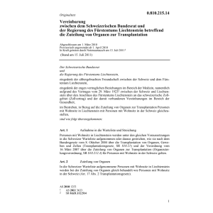 Vereinbarung Organen Transplantation