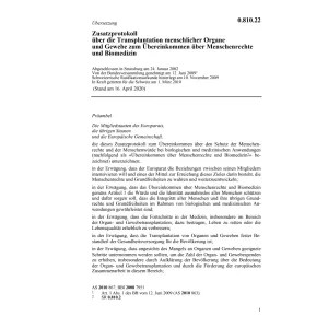 Zusatzprot. Transplantation Organe