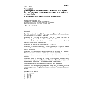Conv. droit de l'homme et biomédicine