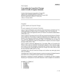 Conv. Conseil de l'Europe trafic organes