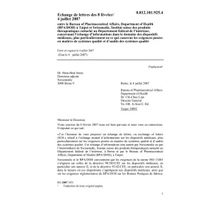 Echange de lettres des 8 février/4.7.07
