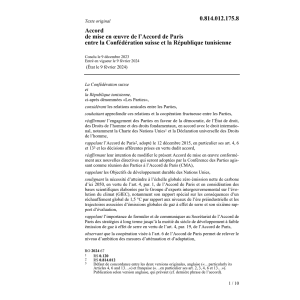 Accord de mise en œuvre Rép. tunisienne