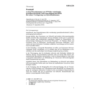 Protokoll Luftverunreinigung Schwefel