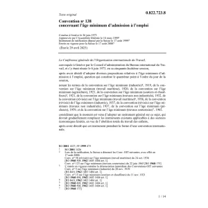 Con. l'âge minimum d'admission l'emploi