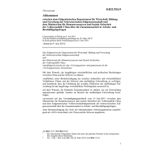 Abk. CH-China Beschäftigungsfragen