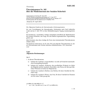 Uebereink. Mindestnormen Soz. Sicherheit