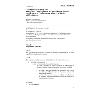 Arrangement admin. Bosnie Herzégovine