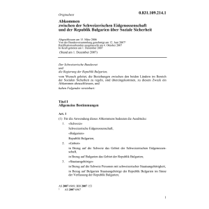 Abk.CH-Bulgarien Soziale Sicherheit