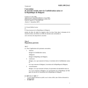 Conv.sécurité sociale CH-Bulgarie